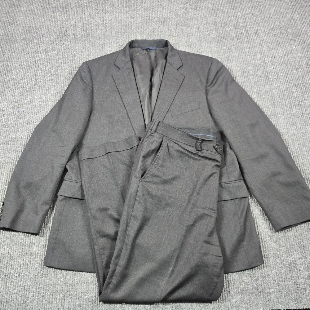 Brooks Brothers Suit Mens 44L 39W Gray Wool 1818 Regent Estrato Trabaldo